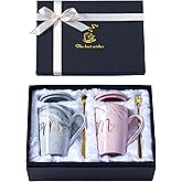 Luspan Wedding Gifts for Bride and Groom,Bridal Shower Engagement Gifts for Couples,Mr and Mrs Marble Coffee Mugs 14 Oz