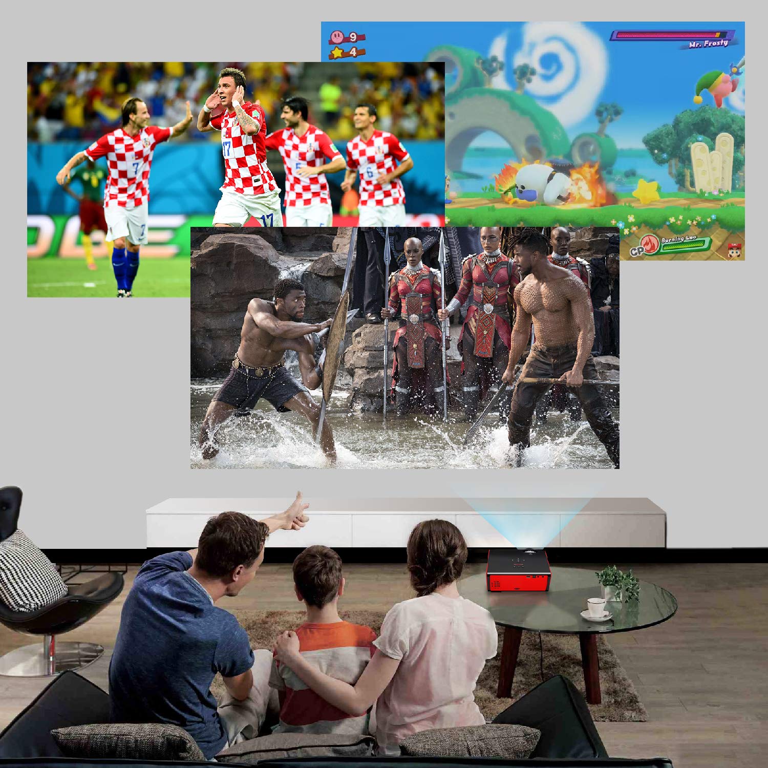 Mini videoproiettore Paick video Proiettore a LED 2200 Lumen Grande schermo Multimedia Home Theater Supporto HD 1080P HDMI VGA AV USB TF compatibile con PC laptop TV Smartphone console