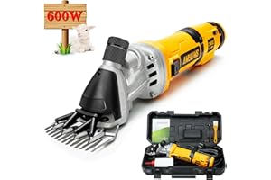 AMYWMS Sheep Shears 600W, Electric Sheep Clippers Professional, 6 Speed Heavy Duty Livestock Haircut for Grooming Sheep Horses Large Dog Thick Coats Animals, Small Dog Forbidden, Yellow
