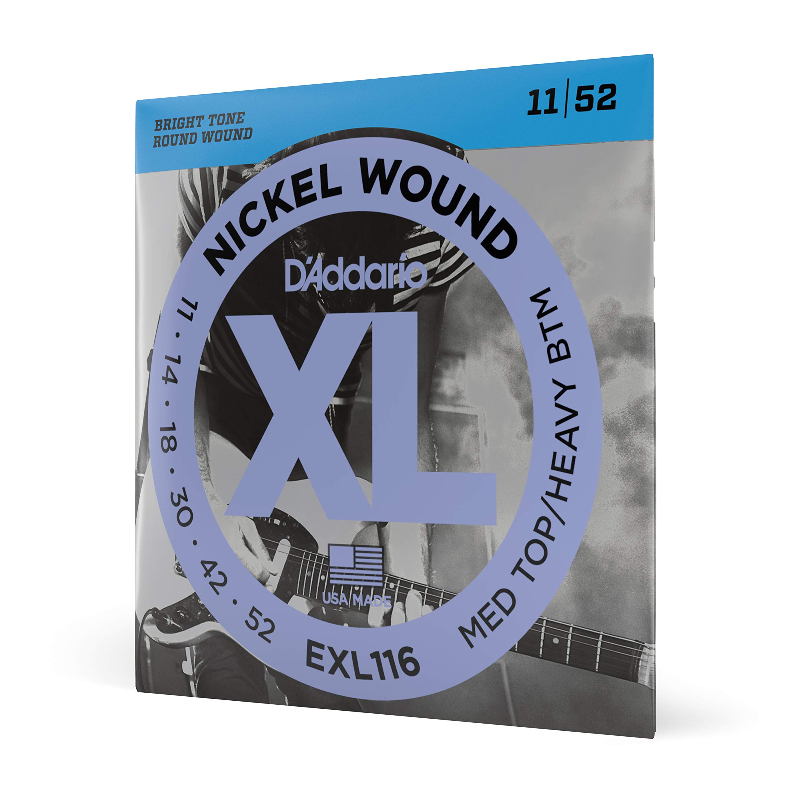 D'Addario EXL116 Nickel Wound Electric Guitar Strings, Medium Top/Heavy Bottom, 11-52
