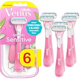 Gillette Venus Sensitive Disposable Razors for Women with Sensitive Skin, 6 Count, Delivers Close Shave with Comfort