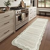 Lahome Scalloped Washable Bathroom Runner Rug,Beige 2'6"x8' Rug Runners for Hallways Non Slip,Carpet Runners for Hallway 8ft,Modern Soft Indoor Carpet Runner for Entryway Laundry Room(Beige,2'6x8)