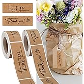 Fssqii 240pcs Thank You Stickers Rectangle Kraft Paper Thank You Labels Stickers for Gift Seal 1''x 3" Self-adhesive Labels for Packaging Sticker Tags for Shopping Small Business DIY Stickers(Style D)