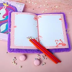 Unicorn Diary for Girls with Lock, Plush Unicorn
