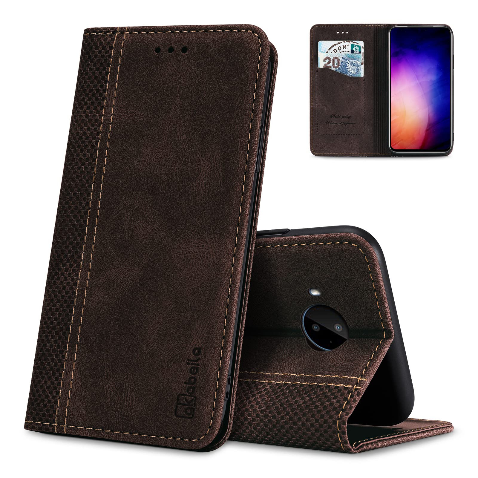 AKABEILA Case for Honor 70 Premium Leather Flip Wallet Case with Magnetic Closure Kickstand Card Slots Folio Phone Case Cover Protective Shockproof Dark Brown