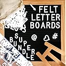 Letter Board |SUPER BUNDLE| Black (12" x 18") INCLUDES: 690 Letters/Numbers/Characters (340 ¾”+ 378 1”)+ SORTING TRAY+ Letter Pouch+ Felt Letter board Stand+ Gift Box! Changeable Letterboard