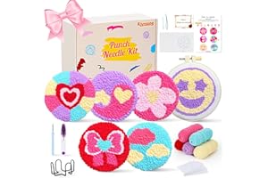 Rivnsong Punch Needle Kit for Beginners – Make 6 Life-Inspired Coasters with Hoop, Premium Monk’s Cloth & 10+ Yarn Colors | Includes Video Tutorial | Relaxing DIY Gift for Adults & Kids 8+