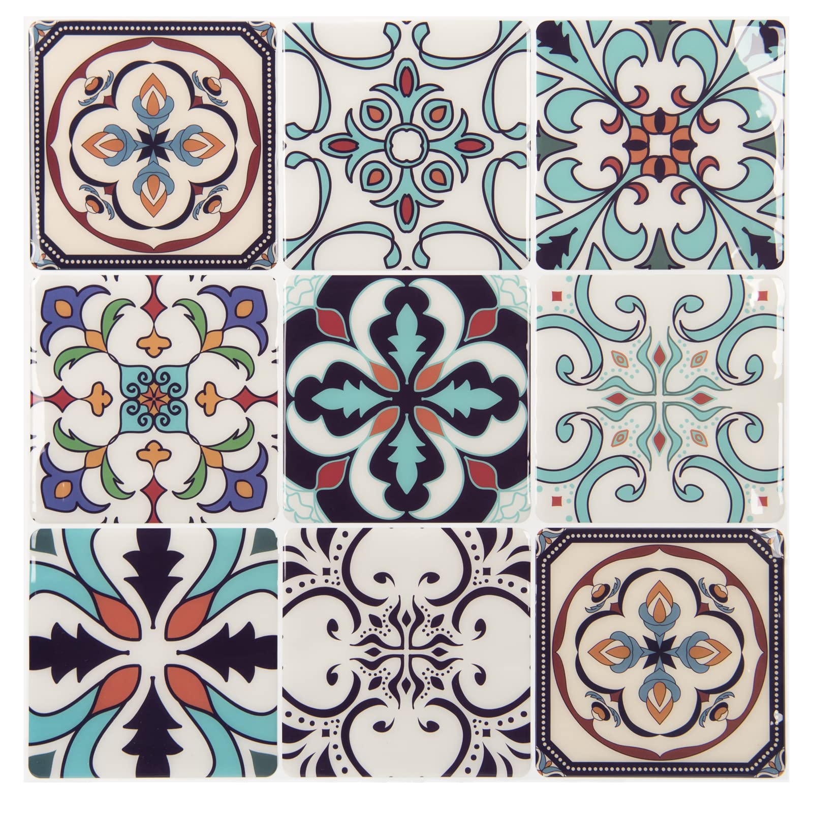 View 1 of LONGKING Peel and Stick Backsplash Tile Stickers, Maximum Blue Green Tile for Kitchen, Stick on Wall Tiles (10 Sheets)