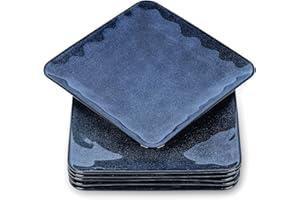 vicrays Ceramic Square Plates Set of 6 - Porcelain 8 inch Dinner Plates for Salad Dessert Appetizer Bread - Microwave Oven an