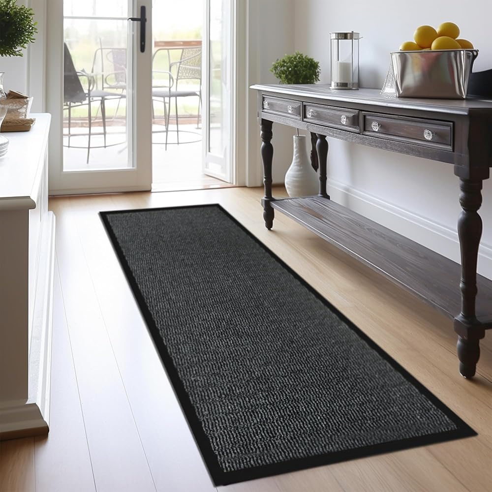 Homatz Hallway Runner Rug 60x120cm Non-Slip Grey Dirt Trapper Washable