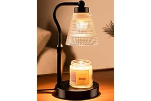 QUZHUNOO Candle Warmer Lamp for Jar Candles, Height Adjustable & Dimmable with 2/4/8H Timer, 2*50W Halogen Wax Melter Warmer for Home Office Décor, Flameless & Smokeless, Gift for Women Mom, Black-Clear/1 Pack