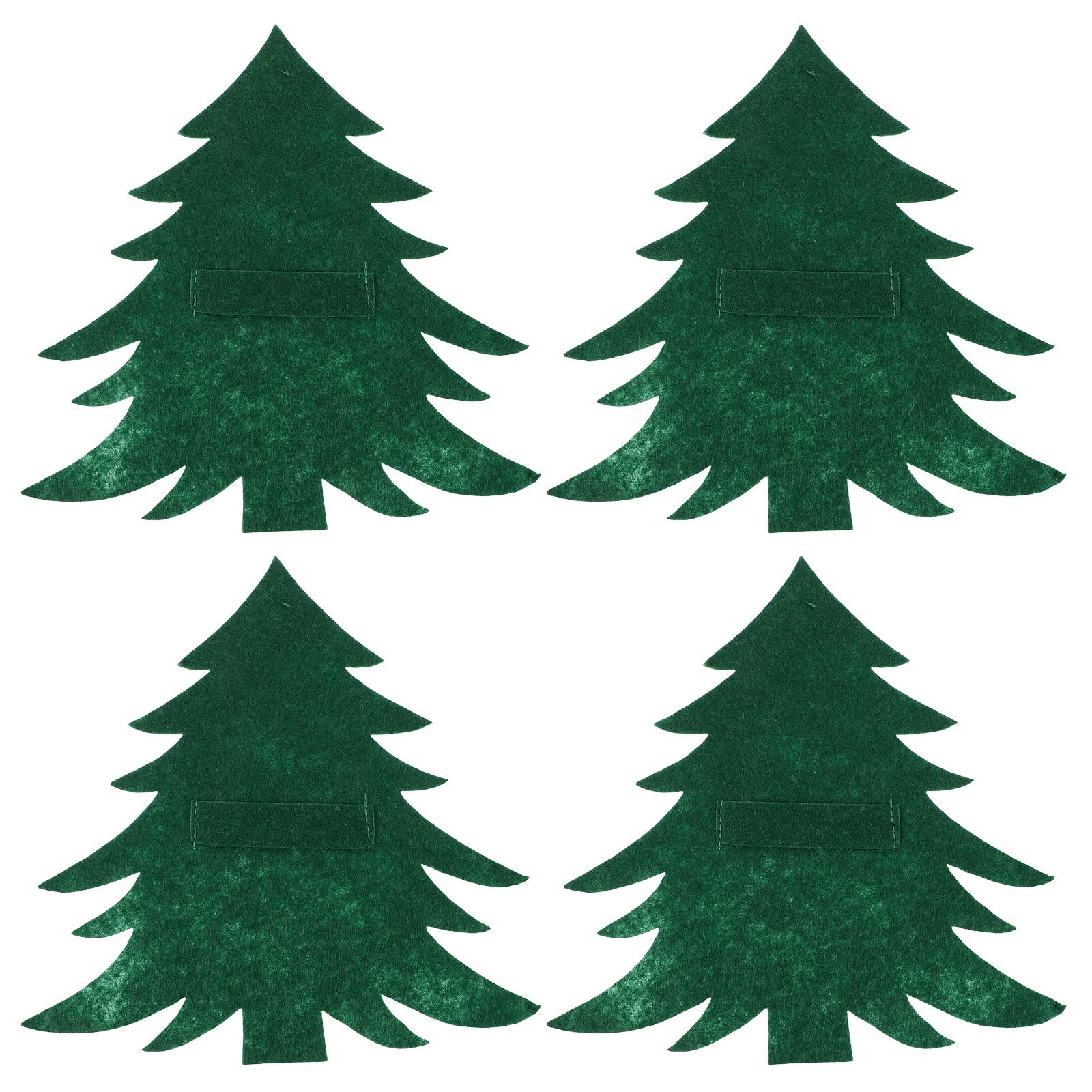 ifundom 4pcs Christmas Cutlery Bag Christmas Tableware Holders Forks Bag Christmas Tree Shape Pouch for Xmas Party Dinner Table Decoration Supplies Christmas Forks Holders