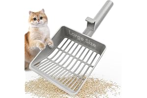 Large Cat Litter Scoop, Heavy-Duty Litter Scoop with Dual Sifting Holes for Fast & Fine Clumping, Kitty Litter Scooper with L