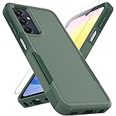 for Samsung Galaxy A25 5G Case: Dual Layer Protective Heavy Duty Cell Phone Cover Shockproof Rugged with HD Screen Protector - Military Protection Bumper Tough - Samsung Galaxy A25 5G 2024, Dark Green
