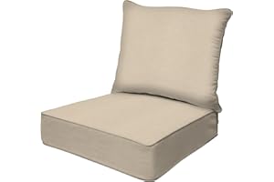 Honeycomb Outdoor Heritage Deep Seat, 24 x 23, Textured Solid Almond Chair Cushion for Patio Furniture