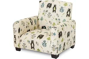 The Rose Hill Company Kid Rocking Chair for Toddlers, Child Chair for Little Kids, Upholstered Toddler Armchair for Children, Comfy and Cute Little Kid Chairs (Legs, Bears & Trees Print)