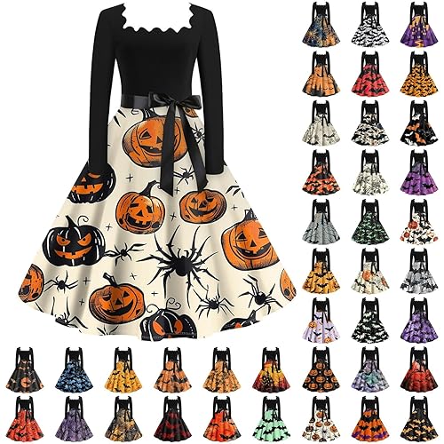 Black mini Skirt Halloween Costumes 80s Fancy Dress for Women Novelty Dresses Adult Witch Costume Women's Skirts Cocktail Dress 1950s Vintage Swing Church Tea Party Dresses for Women