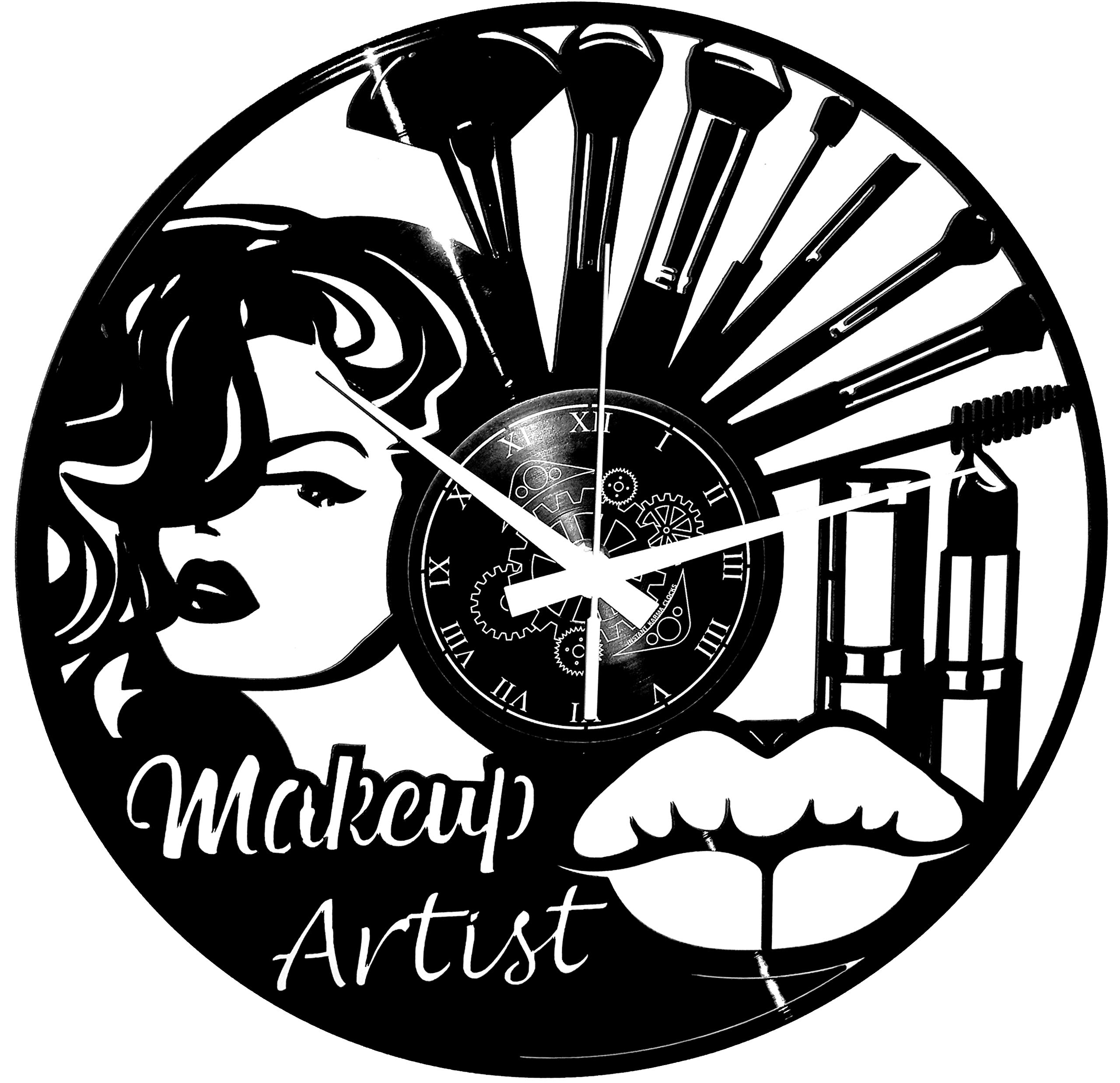 Instant Karma Clocks Wall Clock Make Up Makeup Artist Beauty Salon Women, Vinyl, Black
