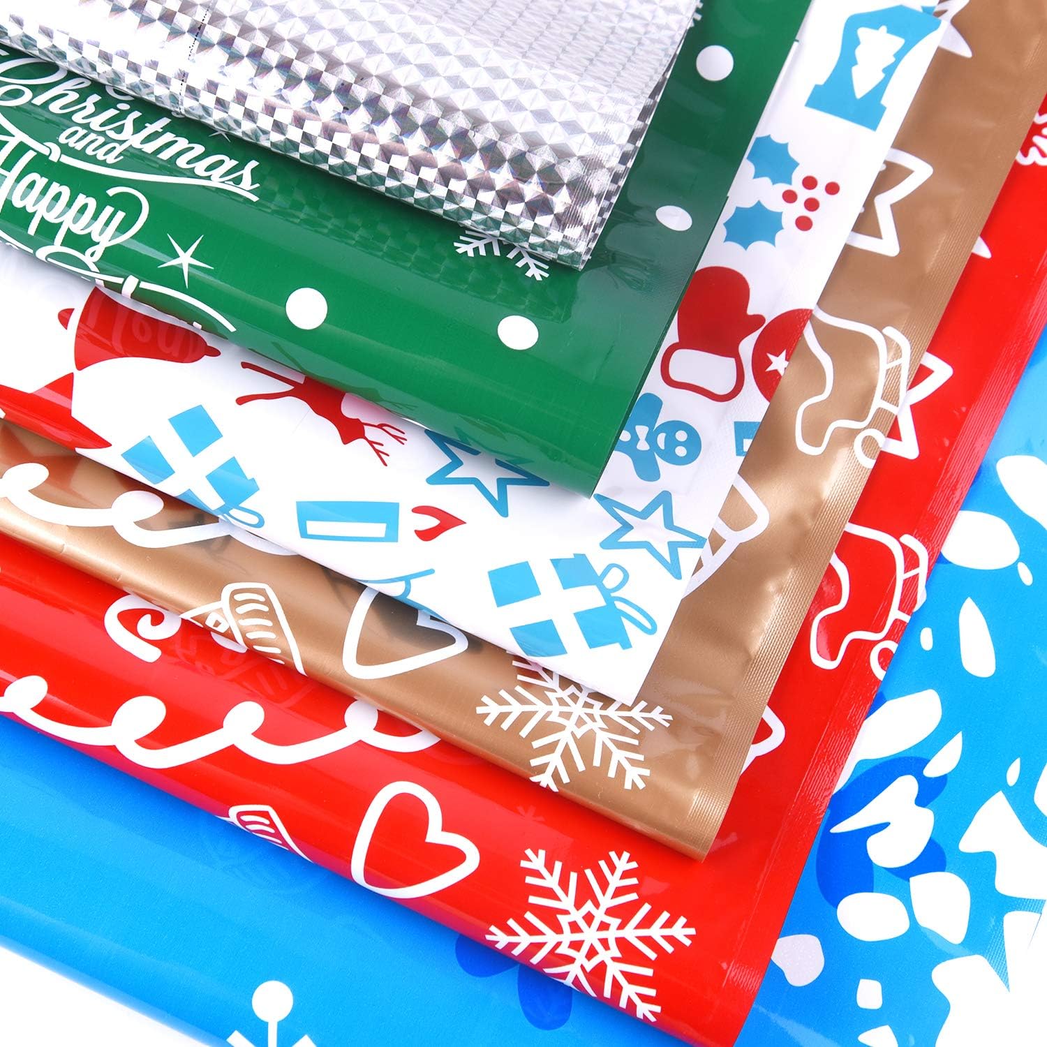 MIAHART 25 Pack Xmas Gift Bag Christmas Goody Bags Gift Wrapping Assorted Styles 4 Sizes Xmas Gift Bags with 20m Ribbon Ties for Gift Wrapping Supply - Image 3