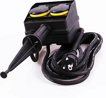 JL 4 enchufe doble para jardín, Exterior Enchufe con estaca, protección