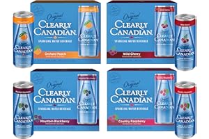 Clearly Canadian Original Can Variety Sparkling Water, 24-Pack (Regular & Zero) – Assorted Flavors & Variety Packs – Refreshingly Pure and Naturally Flavored Carbonated Drink