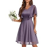 Wedtrend Women's Wedding Guest Dress Flutter Sleeves Cocktail Dresses Lace Semi Formal Dress