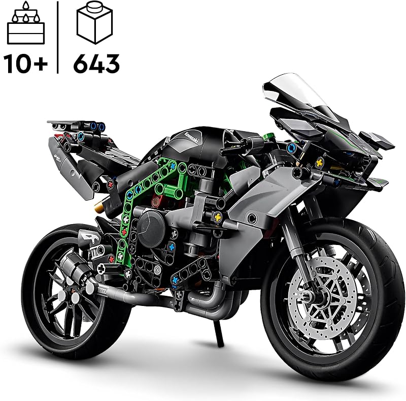 Brinquedo de construção lego technic motorcycle kawasaki ninja h2r, kit de modelo em escala de veículo colecionável, presente para meninos e meninas de 10 anos ou mais 42170 — foto 2 de 8