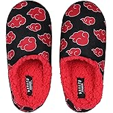 Bioworld Naruto Shippuden Fuzzy Slippers, Naruto Akatsuki Red Cloud Fleece Lined Slippers For Men For Women, House Slippers for Indoors
