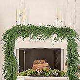 DearHouse Norfolk Pine Christmas Garland, 6Ft Artificial Greenery Christmas Decoration for Holiday Season, Mantel Fireplace Table Runner Centerpiece