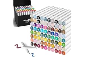 WELLOKB Alcohol Markers, 60 Dual Tip Permanent Art Markers for Coloring, Illustrations, and Sketching, Includes Case for Easy Storage, Alcohol, Based Ink Ideal for Book Painting and Card Making