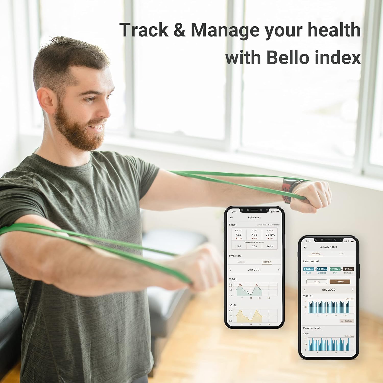 Bello - Belly Fat Scanner - Accurate Metabolic Health Analyzer with Smart App - Bluetooth, Handheld, Compatible with Apple Health and Google Fit: Health & Personal Care