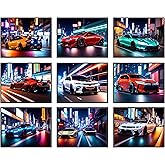 BigWig Prints Jdm Car Poster Set - Cool Car Posters, Jdm Bedroom Decor For Boys, Wall Art, For Bedroom, Sports For Boys Room - Unframed Set Of 9 (8x10”)