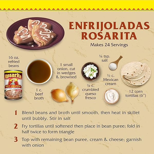 ROSARITA SPICY JALAPEÑO REFRIED BEANS, 16 OZ