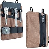 VIPERADE VE1-OW EDC Pouch, Waxed Canvas Pocket Organizer, EDC Pocket Organizer Pouch for Men, 3 Tool Slots with 1 Zipper Pocket Great for EDC Gears