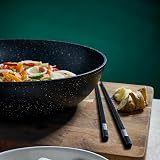 Blackmoor Classic 28cm Non-Stick Induction Wok Black Marble Effect view 4