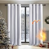 Deconovo Curtains Thermal Insulated Blackout Ring Top 52x63 Silver Grey 1 Pair view 2