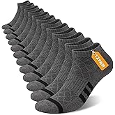 Heatuff 12 Pairs Men's Cushion Ankle Socks Athletic Running Low Cut Breathable Comfort Casual Socks