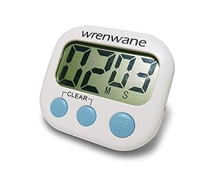 Wrenwane Digital Kitchen Timer, No Frills, Simple Operation, Big Digits, Loud Alarm, Magnetic Backing, Stand, White (5)