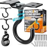 2Pcs 200LB Rotatable Ceiling Hook Wall Mount Metal Hanger for Hanging Plant | 4-Screw-Point Base, Black Powder-Coated Steel Hook, Hang Plant, Bird Feeder, Lantern, Light, Wind Chime, Indoor/Outdoor Decor