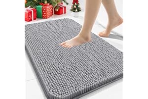 Arotive Bathroom Rugs 30x20, Extra Soft Absorbent Shaggy Chenille Bath Rugs, Machine Washable Rubber Backing Non-Slip Bath Mats for Bathroom Floor Tub and Shower, Home Decor Accessories, Grey