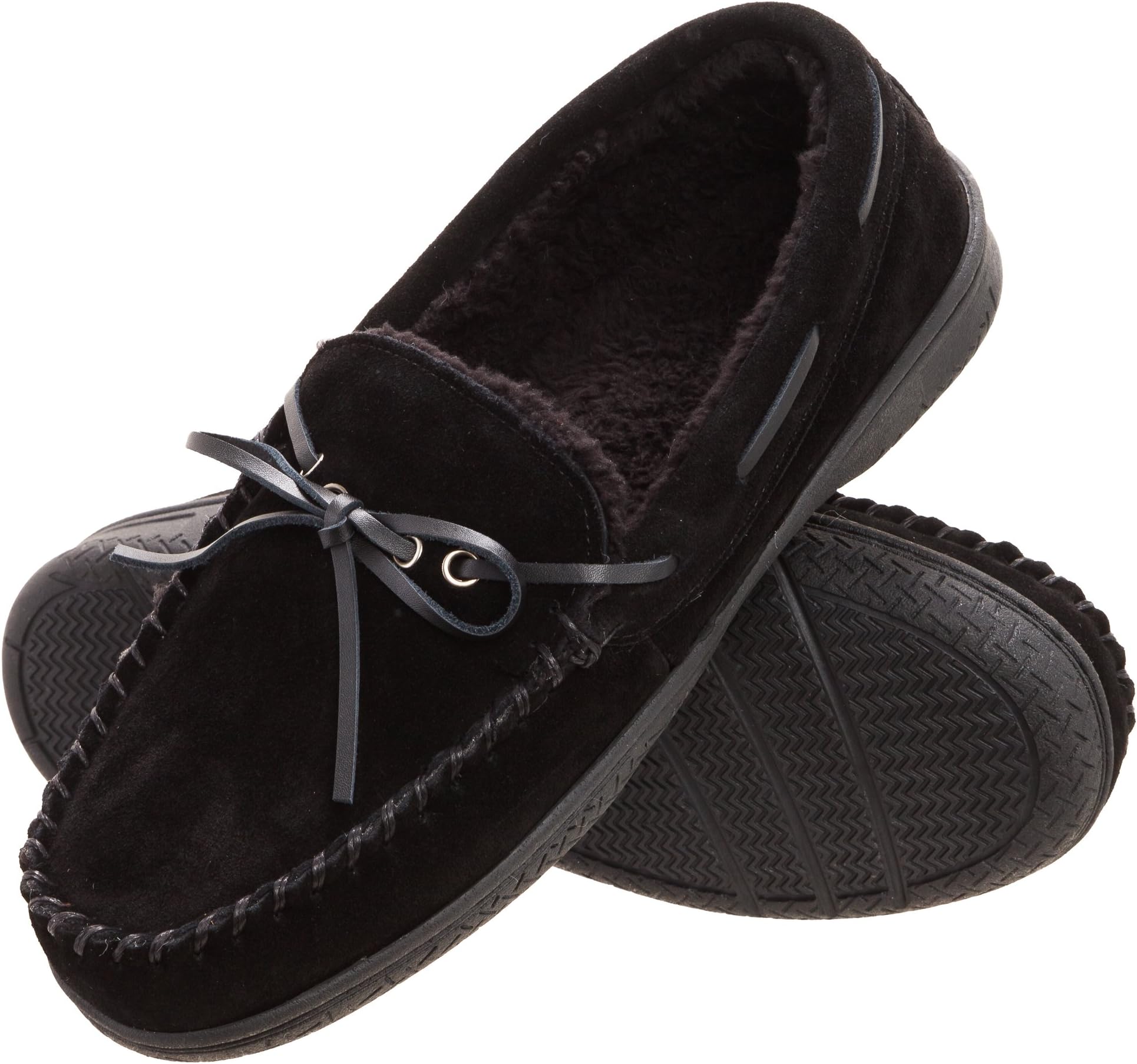 Heat Edge Mens Memory Foam Suede Slip On Indoor Outdoor Moccasin Slipper Shoe
