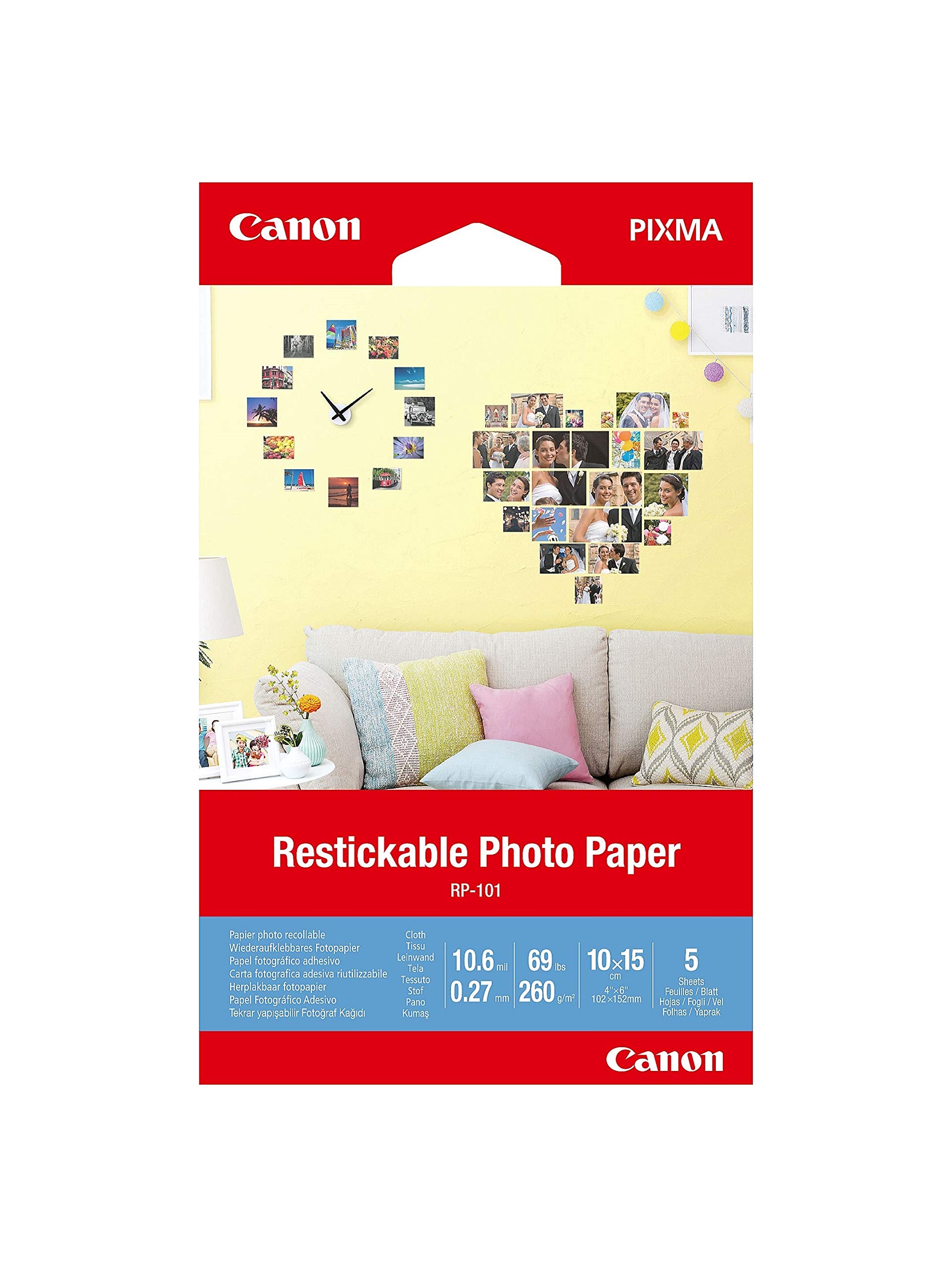 Canon RP101 Photo Paper 10 x 15 cm 3635C002 5 Sheets 260 g Matt White