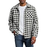 ZAFUL Men's Flannel Shirts Casual Plaid Button Down Shirt Jacket Long Sleeve Shacket with Pockets