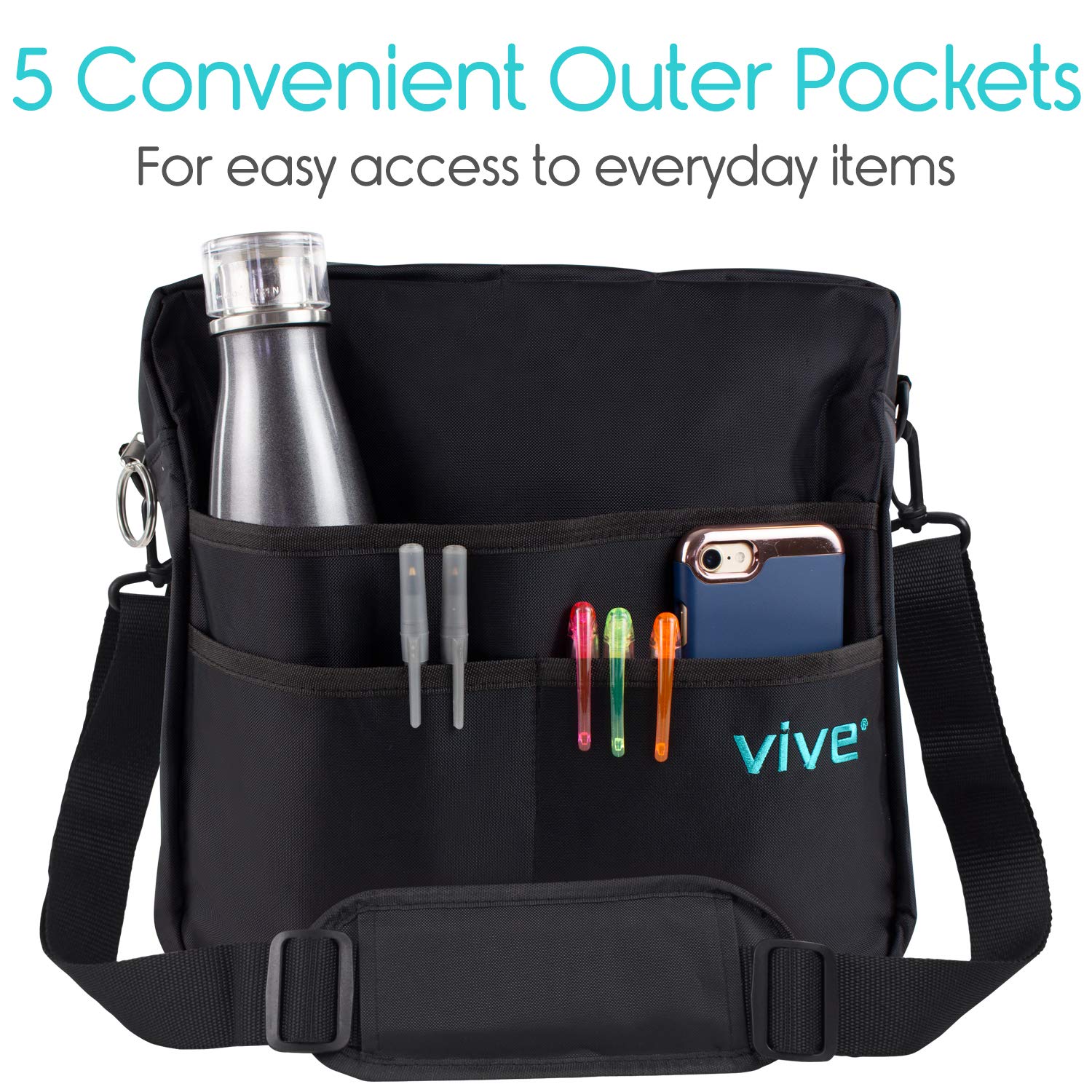 Vive Rollator Bag Universal Travel Tote for Carrying Accessories on