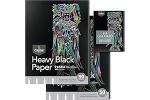 Castle Art Supplies Heavy Black Sketchpad Paper 9 x 12in | 2-Pack | 50 Sheets Each (150gsm/92lb) Artist Paper | Smooth, Silky Black Surface | Vivid Results with Pencils, Pens, Pastels (9 x 12, 2-pack)