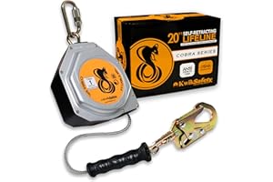 KwikSafety - Charlotte, NC - Cobra 20' Self Retracting Lifeline [NO Tangle Steel Cable] Class 1 SRL ANSI OSHA Retractable Fall Arrest Construction Roofing PPE Gear