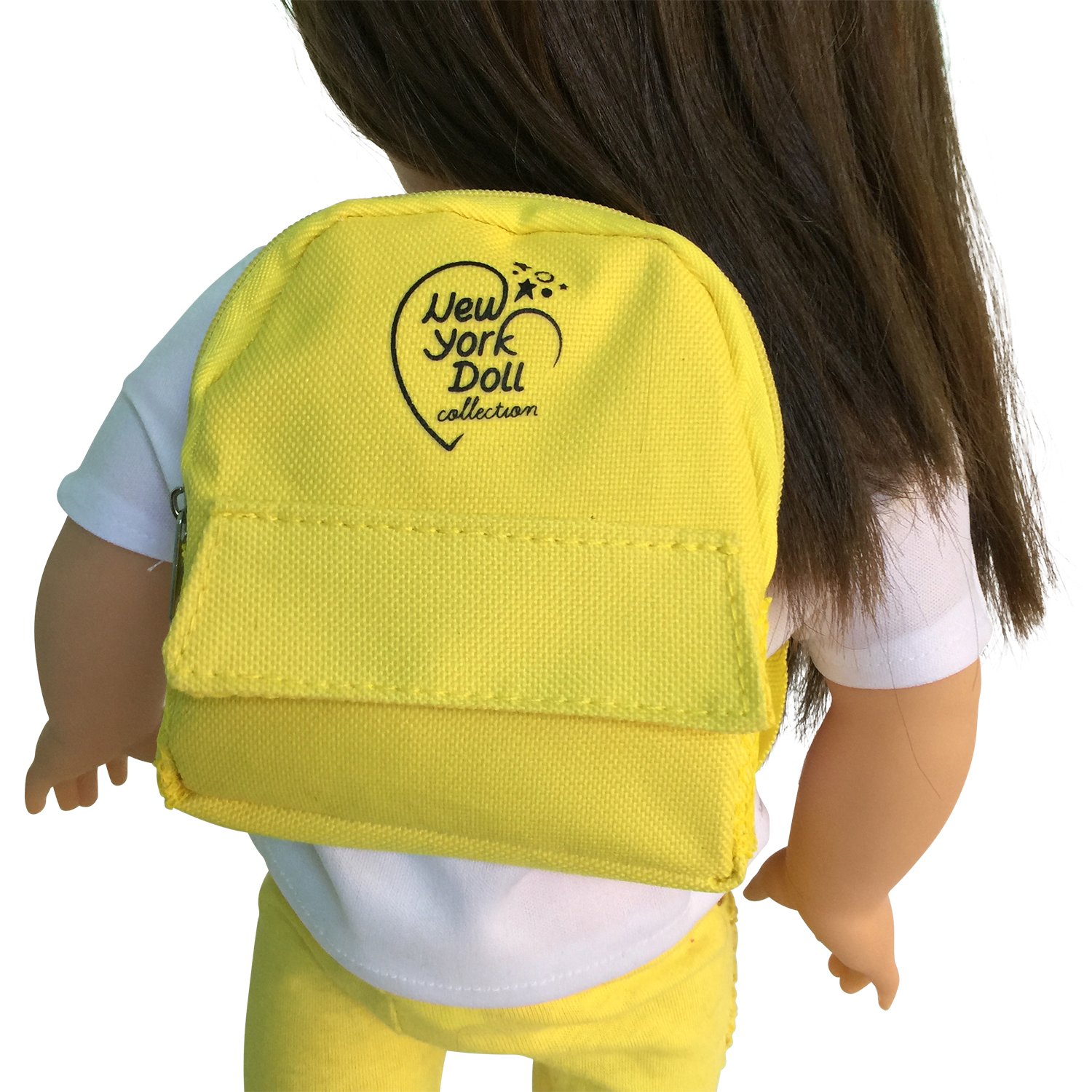 The New York Doll Collection Denim Yellow Backpack Fits 18 Inch/ 46cm Dolls - Girl Doll Accessories