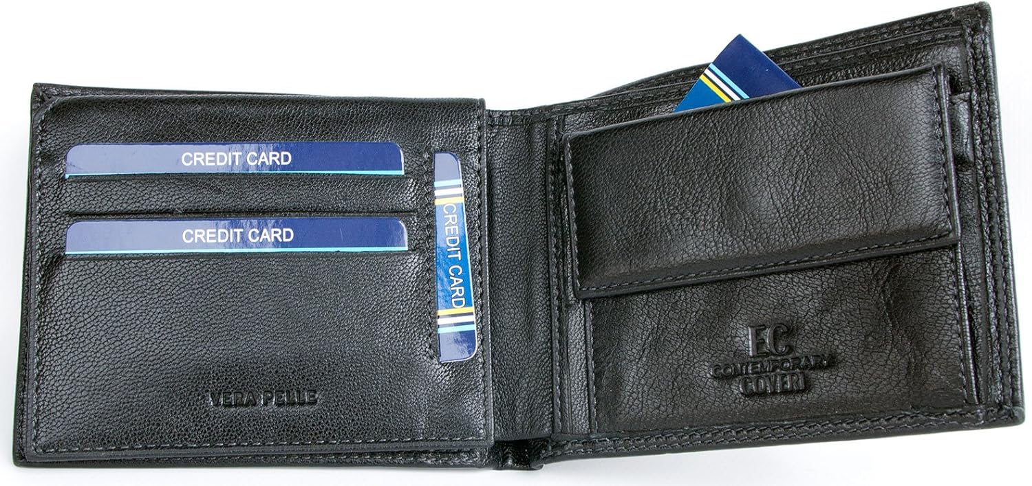 EC-Contemporary Men's Large Black Soft Genuine Leather Wallet - Image 3