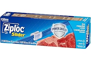 Ziploc Large Food Storage Freezer Slider Bags, Power Shield Technology for More Durability, Freezer and Microwave Safe, 24 Co