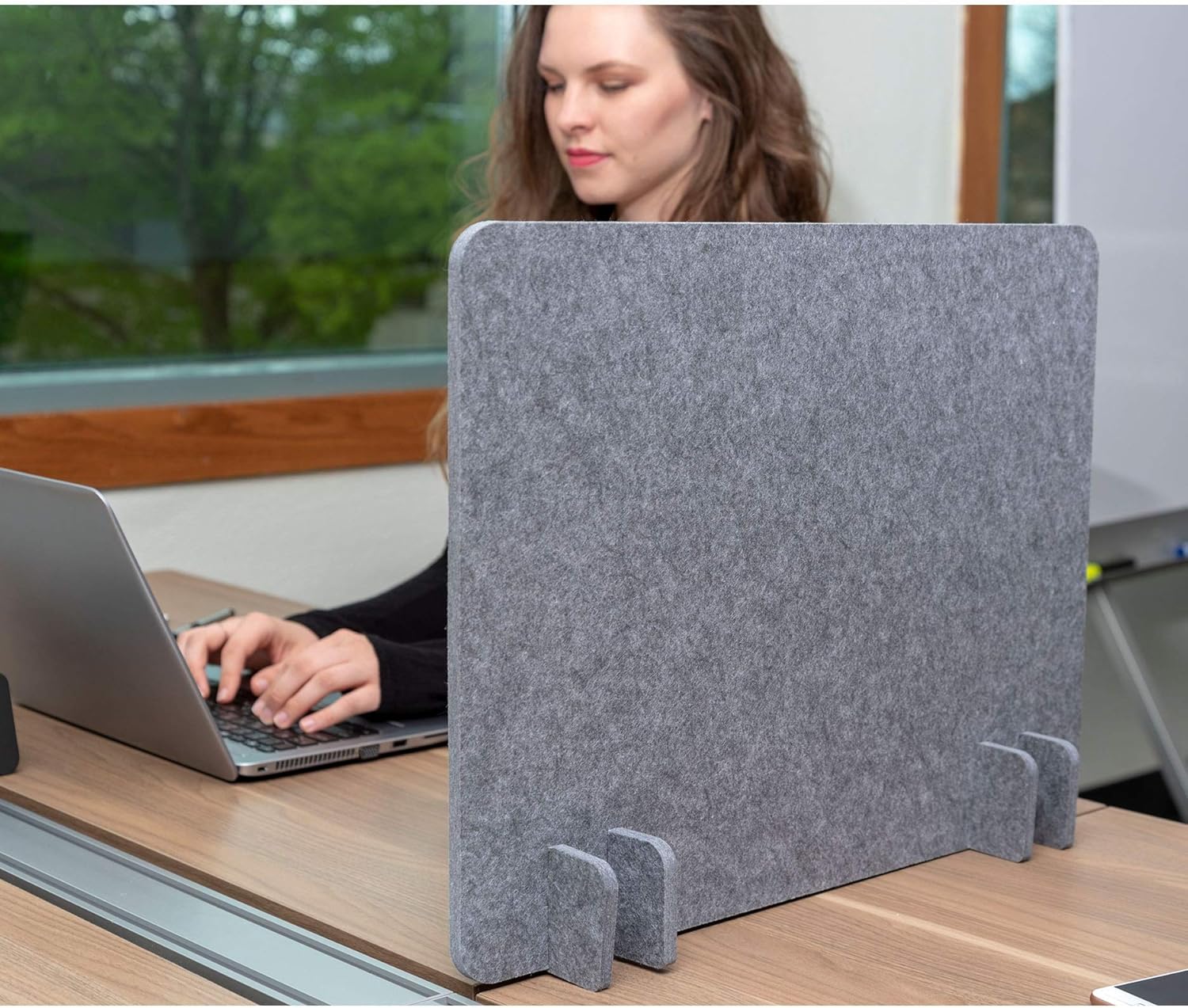 Stand Up Desk Store ReFocus Raw Noise and Distraction Reducing Freestanding Acoustic Desk Divider Mounted Privacy Panel (Castle Gray, 21" W x 16" H) : Office Products